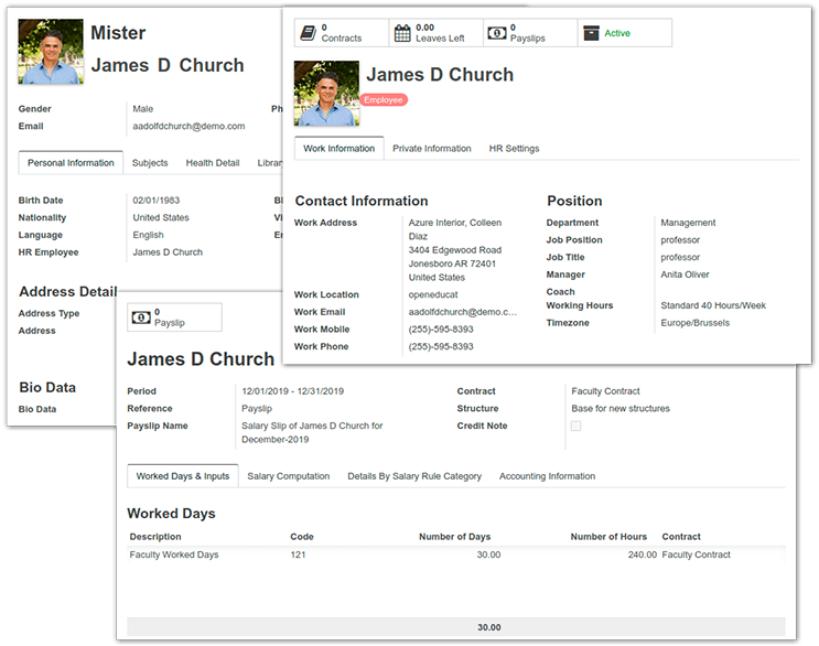 Perfil de Profesor ERP Vertical Institución Educativa Colegio Guardería Universidad Odoo